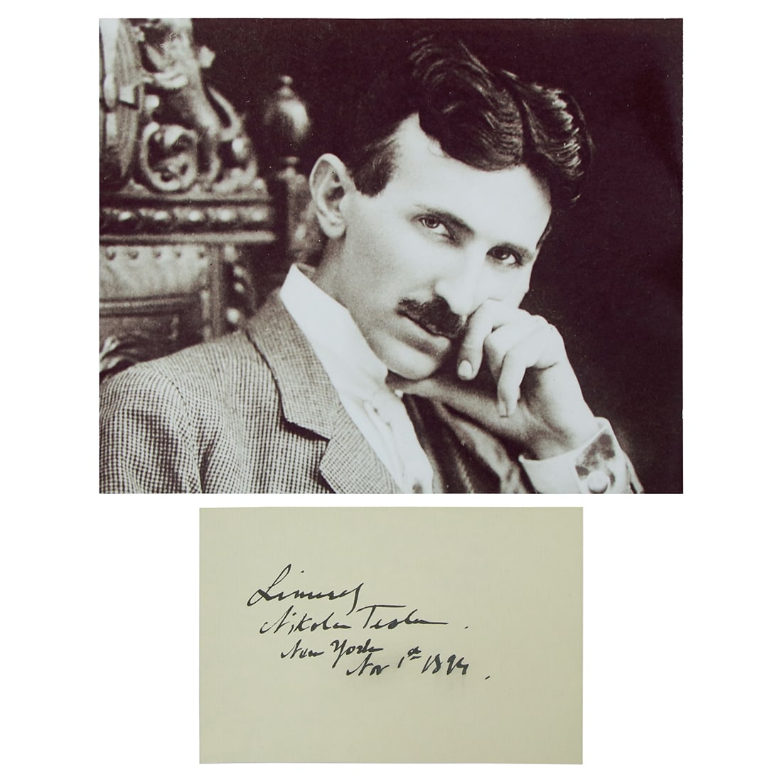 Nikola Tesla Signed Document Cut, Forensically Authenticated (1 of 4)