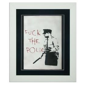“After Banksy” Original Cardboard Artwork “Policeman and Provocation”