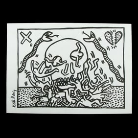 Attribution to Keith Haring — Skull and Human Figures