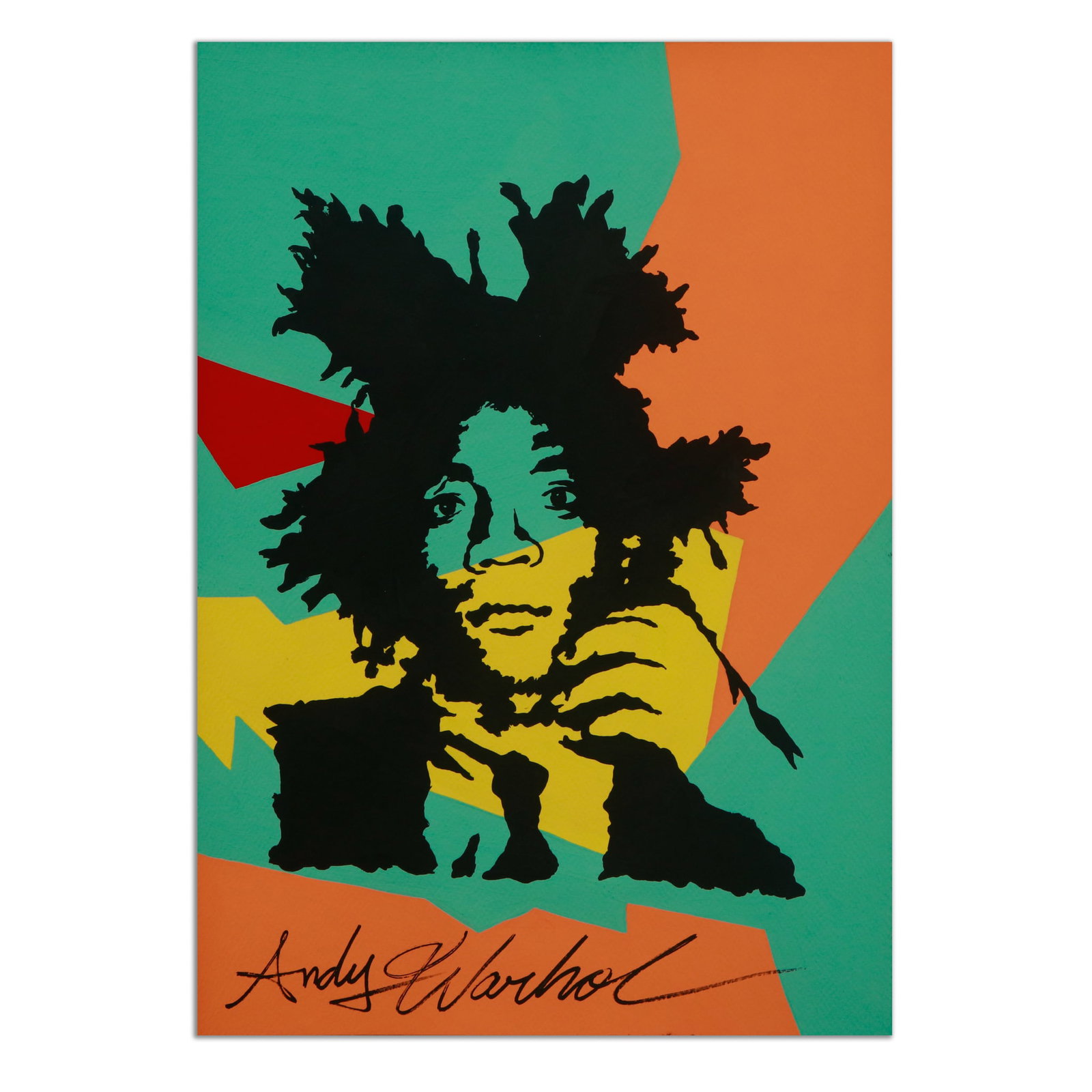 Andy Warhol (After) Portrait of Jean-Michel Basquiat Gouache and Ink on Paper (1 of 10)
