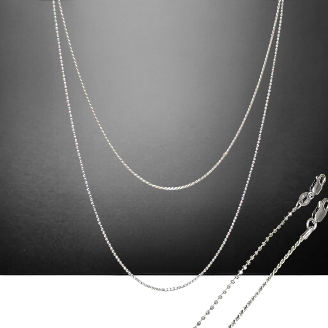 Set of 2 Sterling Silver Chains: 18" Rope and 22" Diamond Cut (1 of 1)