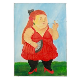 Botero-Style Painting on Canvas