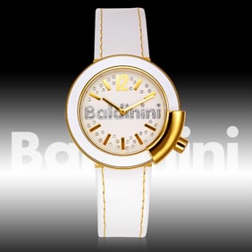 Baldinini White Leather Ladies Watch – Crystal Dial Elegance