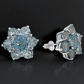 Sparkling Blue Topaz Sterling Silver Earrings