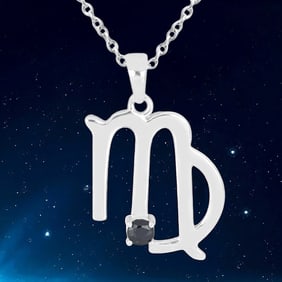 Sapphire Virgo Zodiac Sterling Silver Pendant 18" Chain