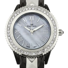 Tavan 39mm Ladies Two-Tone Watch – Mother of Pearl & Crystal Bezel