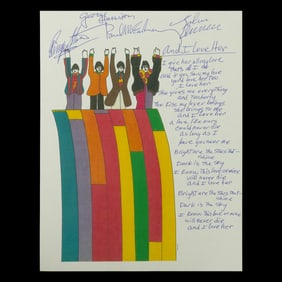 Beatles Signed & Handwritten Lyrics Page, "And I Love Her"