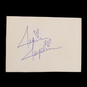 Janis Joplin Signed Document Cut with Iconic Heart-Dotted "i"s