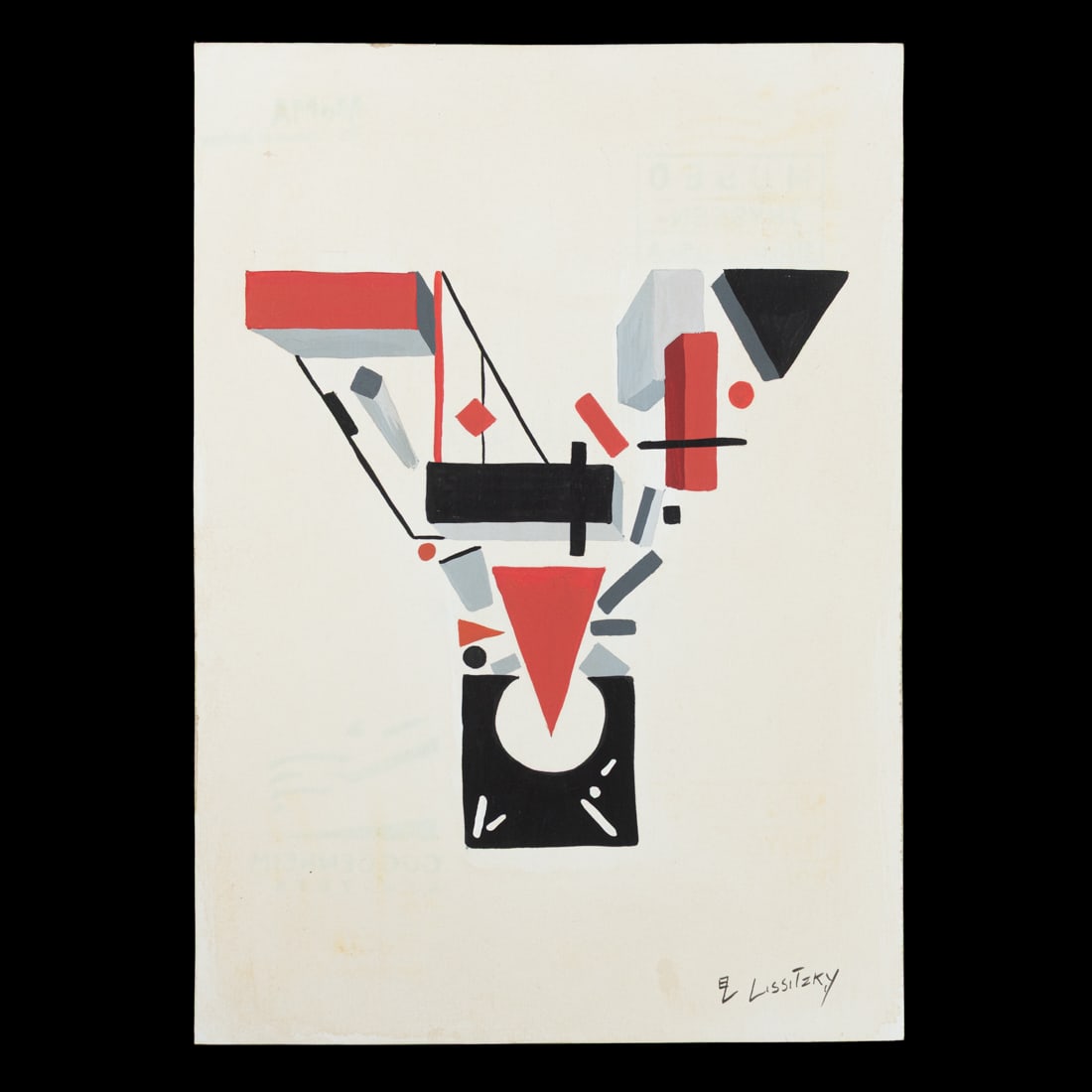 El Lissitzky Suprematist “Y” Construction Mixed Media on Paper: Title: EL LISSITZKY (1890–1941) Untitled (Suprematist “Y” Construction) Mixed Media on Paper Details: Sheet Size: 11.75 x 8.25 inches (29.8 x 21 cm) Signed lower right: “El Lissitzky&rdquo