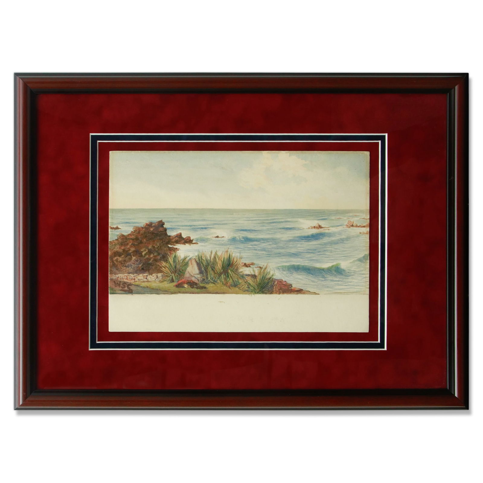 Sir Winston Spencer Churchill Seascape with Rocky Coastline - Watercolor/Mixed Media on Paper Board