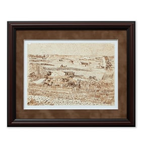 Vincent van Gogh Rustic Landscape Drawing on Paper (after)