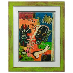 Jean-Michel Basquiat Oil Painting on Board (1984), (after)