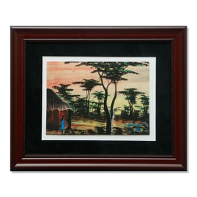 Ben Enwonwu (1917-1994) "Nigerian Village Scene"