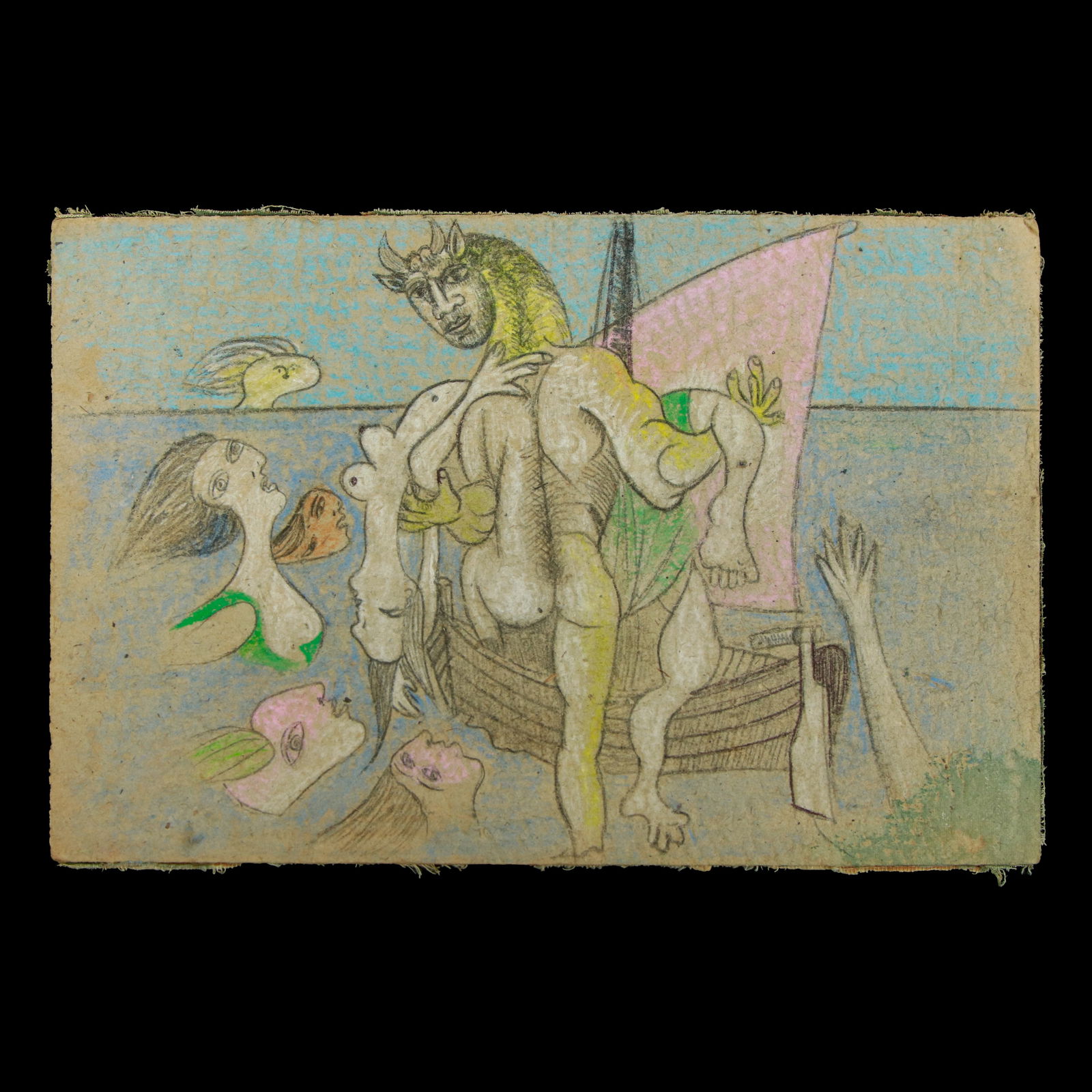 Pablo Picasso Mixed Media on Board, "Mythical Journey," Date Unknown (after) (1 of 9)