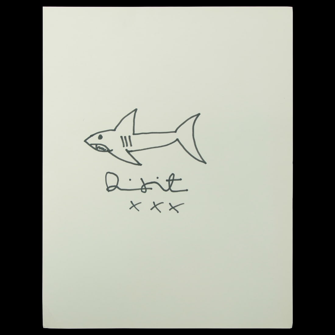Damien Hirst Shark Drawing – Black Marker on Heavy Grade Paper (1 of 5)