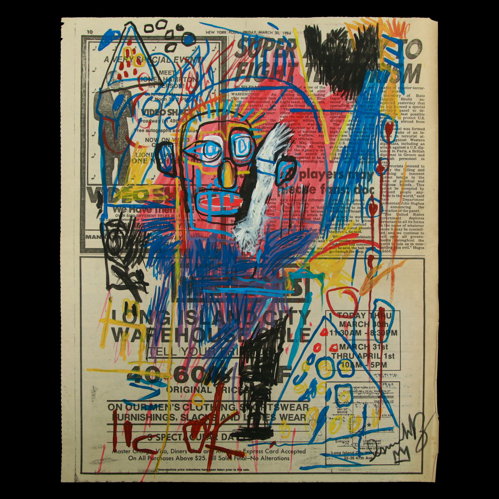 "Untitled" - Inspired by Jean-Michel Basquiat Newspaper Art (1 of 12)