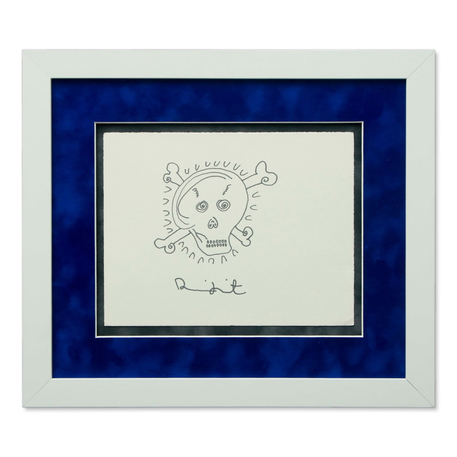 Damien Hirst Skull and Crossbones Drawing – Black Marker on Heavy Grade Pape (1 of 9)