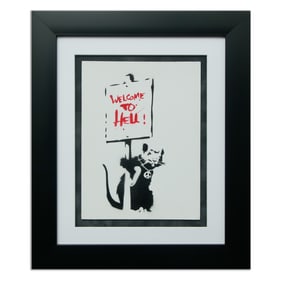 Banksy "Welcome to Hell" Rat with Peace Sign - After