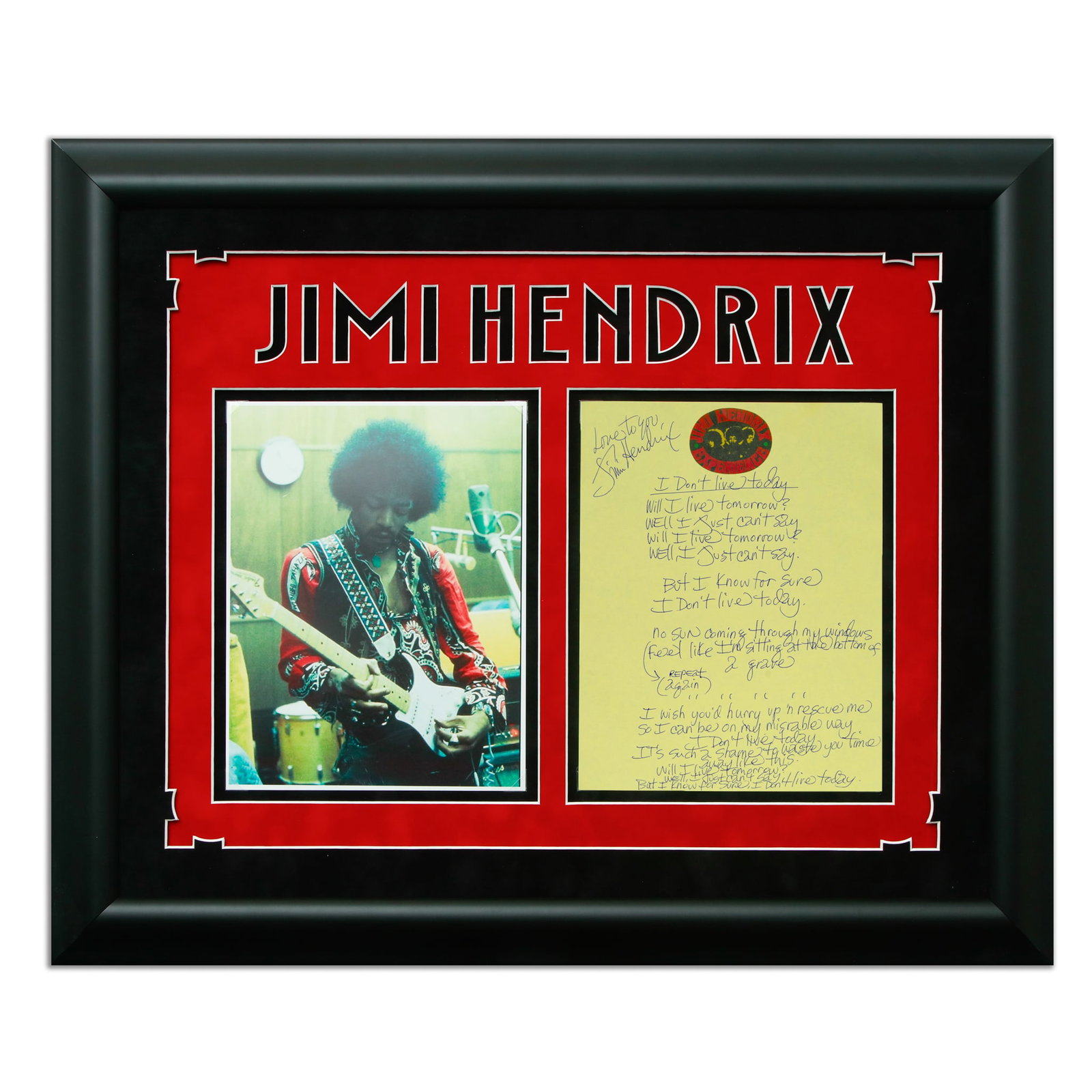 Jimi Hendrix Signed & Handwritten Lyrics to "I Don't Live Today" (1 of 6)