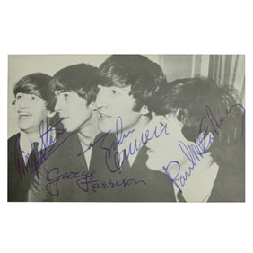 Beatles Signed Vintage Black and White Photocard