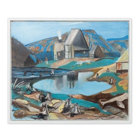 AJ Casson Painting, "Farmhouse on a Hill"