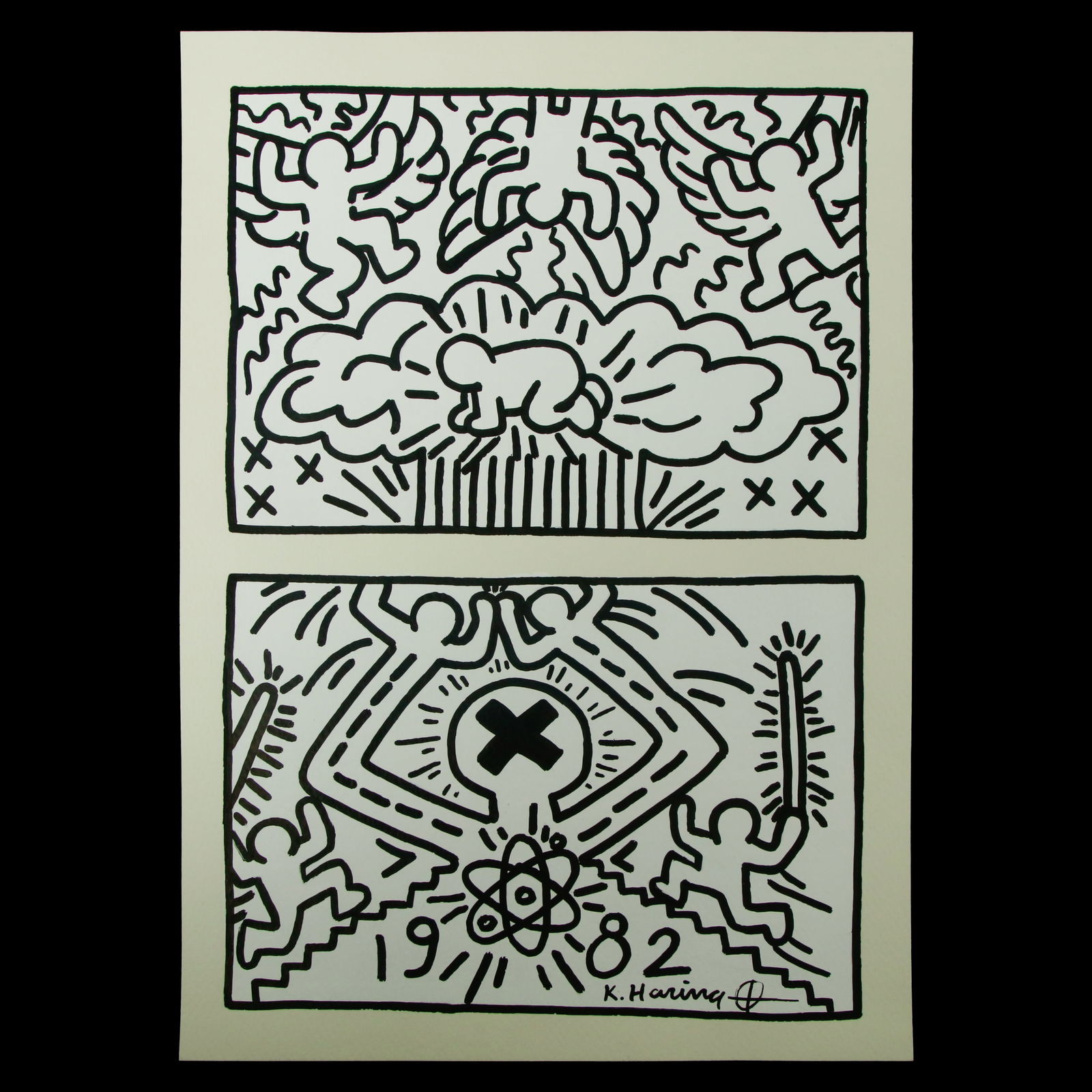 Keith Haring Attributed Artwork: Dual Composition (1982) (1 of 15)