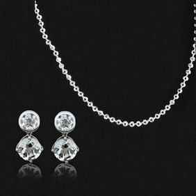 White Topaz Drop Earrings & 30" Diamond Cut Chain Necklace