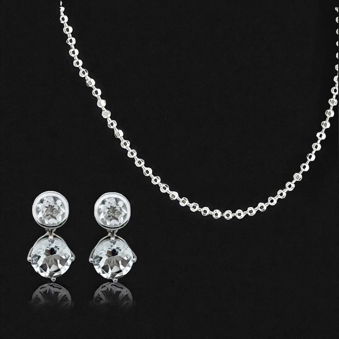 White Topaz Drop Earrings & 30" Diamond Cut Chain Necklace (1 of 1)