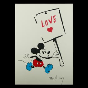 BANKSY: "Mickey Mouse with LOVE Sign"