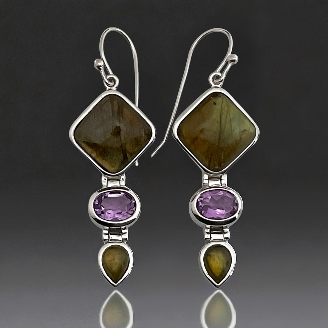 Sterling Silver Amethyst & Labradorite Earrings (1 of 1)