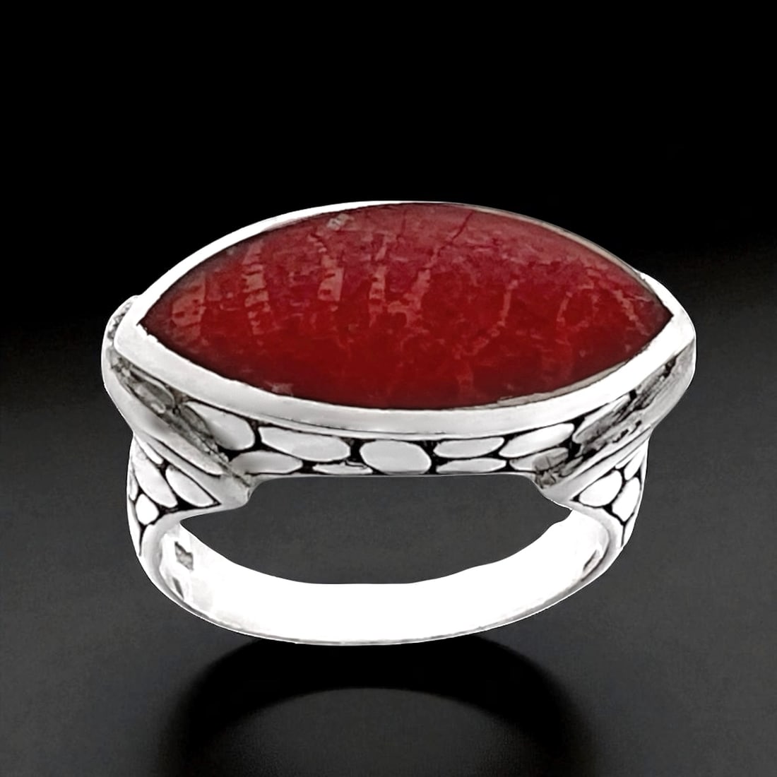 Radiant Sponge Coral Sterling Silver Ring - Size 9.5 (1 of 1)