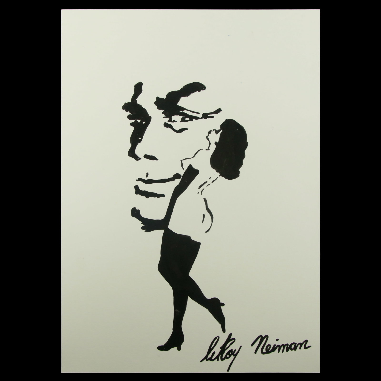 LeRoy Neiman Mixed Media Watercolor – Intimate Grace in Monochrome: Title: LeRoy Neiman Mixed Media Watercolor – Intimate Grace in Monochrome Description: We are thrilled to present this captivating mixed media watercolor attributed to the illustrious LeRoy Neim