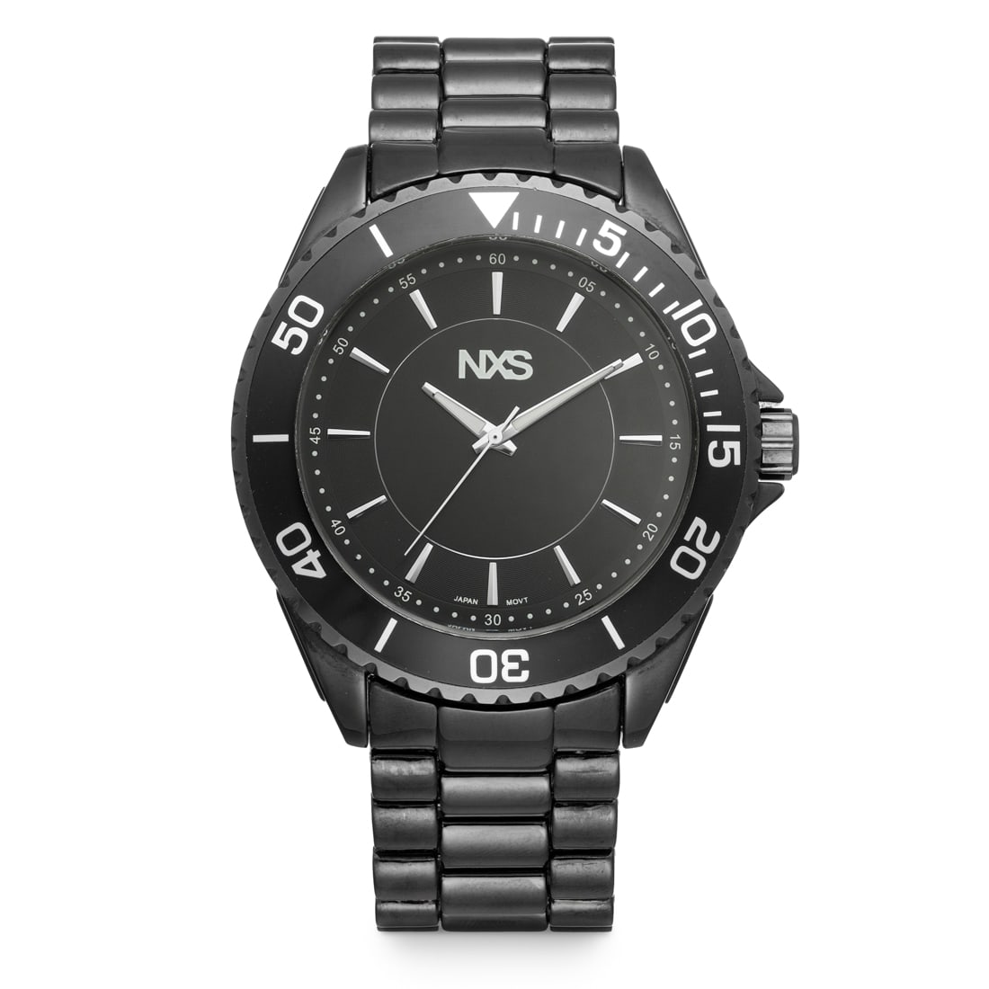 NSX Men’s Blackout Edition Watch – 49mm Bold Design: This NSX Men’s Watch makes a commanding statement with its oversized 49mm case and sleek all-black finish. The glossy black metal band complements the black bezel and dial, while luminous marker