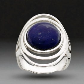 Mesmerizing Lapis Sterling Silver Ring - Size 7