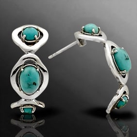 Southwest-Style Campo Frio Turquoise Sterling Silver Earrings