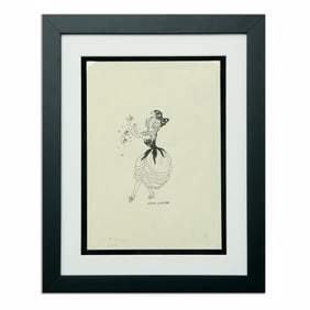 Gerda Wegener – Fashionable Young Woman with Flowers Mixed Media on Paper