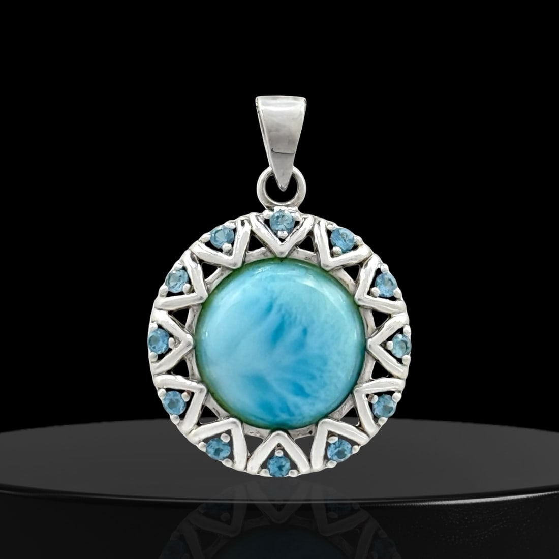Campo Frio Turquoise & Blue Topaz Sterling Silver Pendant (1 of 1)