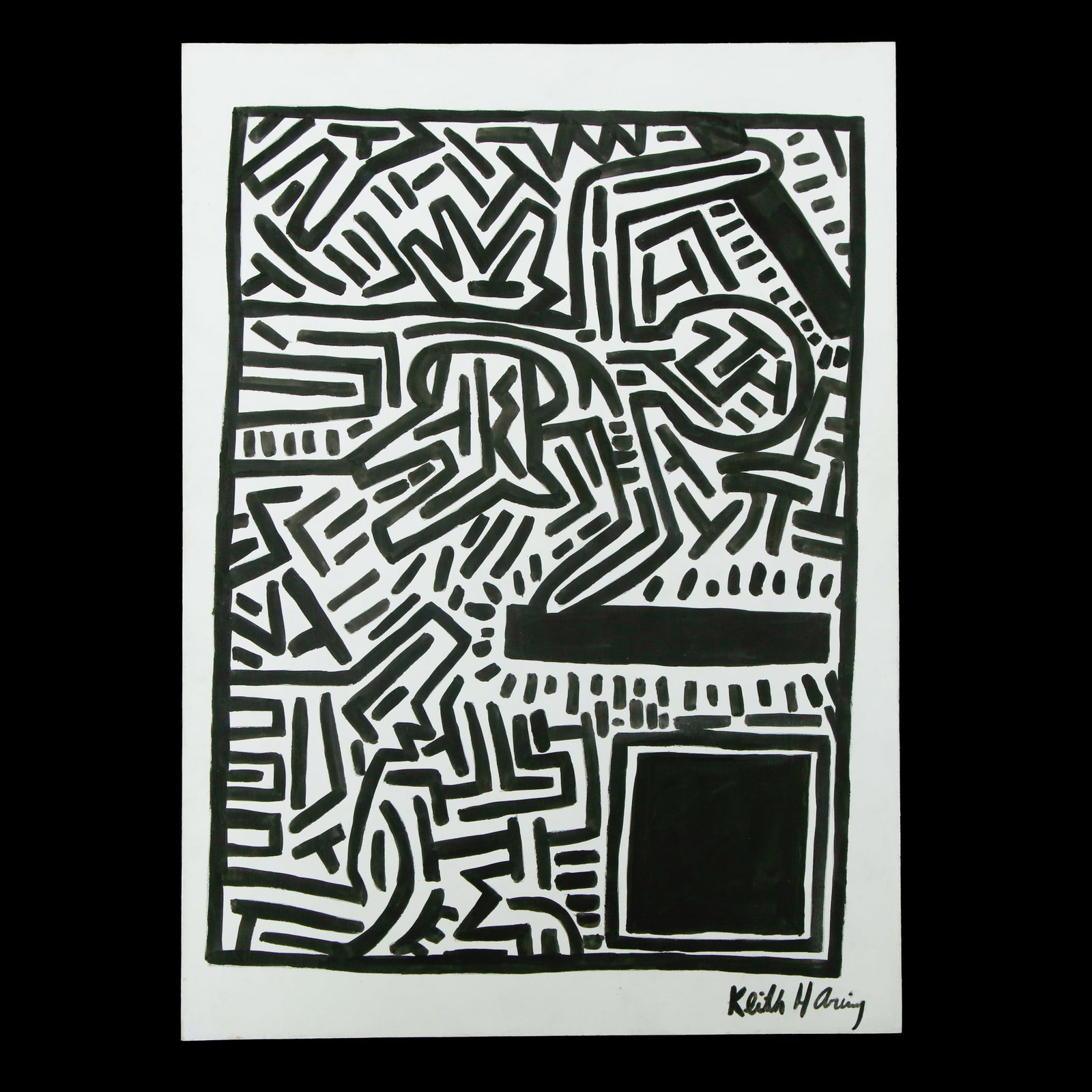 Mixed Media Artwork Attributed to Keith Haring (1 of 16)