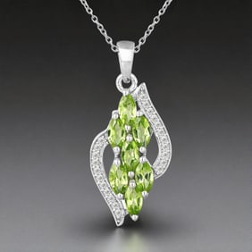 2.33Cttw Peridot & White Topaz Sterling Silver 18" Necklace