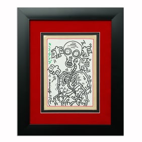 Keith Haring: Surreal Skeleton with Time and Flight Motifs