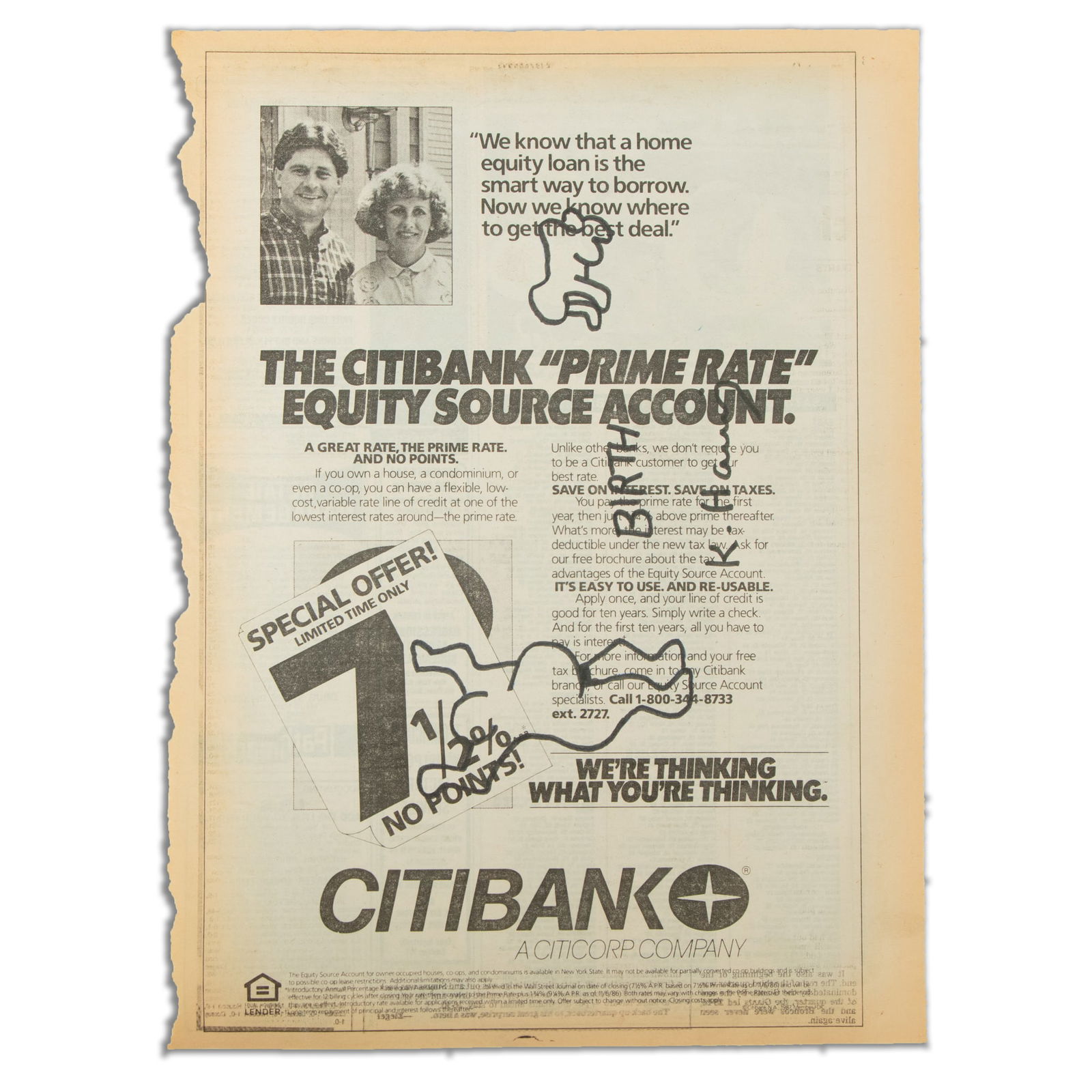 Keith Haring Original Newspaper Art - "BIRTH" (January 26, 1987): Description: Keith Haring Original Newspaper Art - "BIRTH" Overview: Date of Issue: January 26, 1987 Medium: Ink on newspaper Dimensions: 14.75 x 11 in Provenance: Consigned by the D’Haese family, r