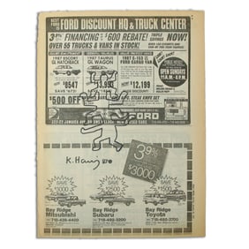 Keith Haring Newspaper Art on a New York Daily News (Monday, January 26, 1987)