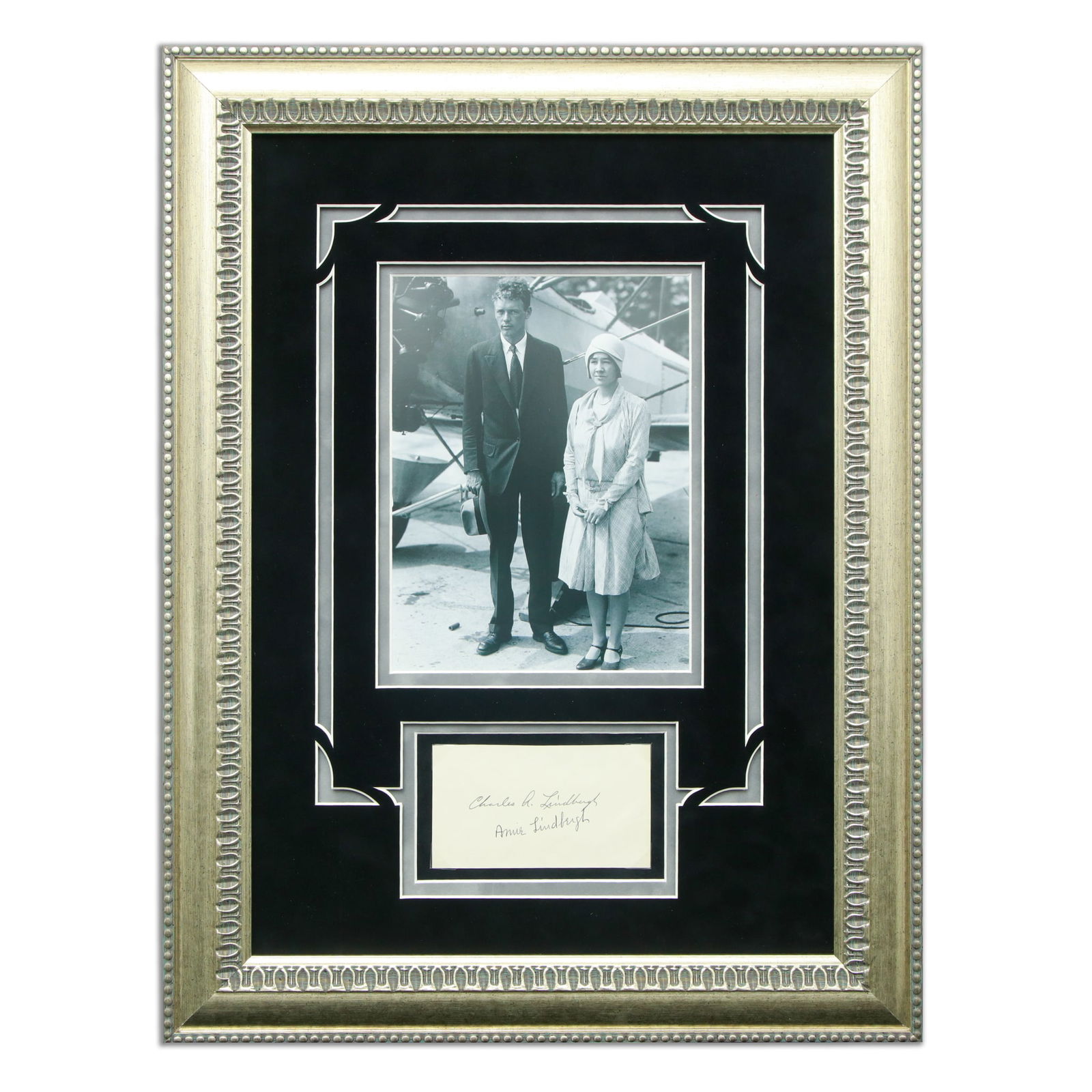 Charles A. Lindbergh & Anne Morrow Lindbergh Signed Document Cut (1 of 3)