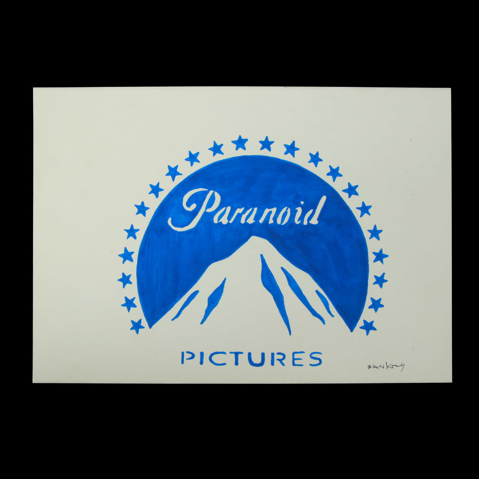 Banksy, "Paranoid Pictures" Mixed Media Drawing on Paper: Title: After Banksy, "Paranoid Pictures" Mixed Media Drawing on Paper Overview: Presented here is a captivating mixed media drawing, offered after the renowned street artist Banksy, featuring a clever