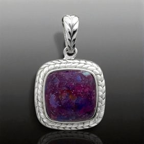 Purple Mojave Turquoise Cable Design Sterling Silver Pendant