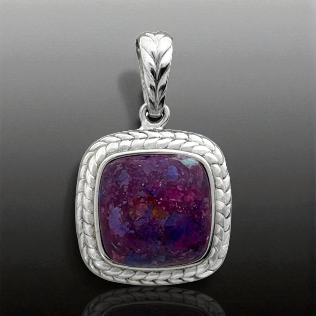 Purple Mojave Turquoise Cable Design Sterling Silver Pendant (1 of 1)