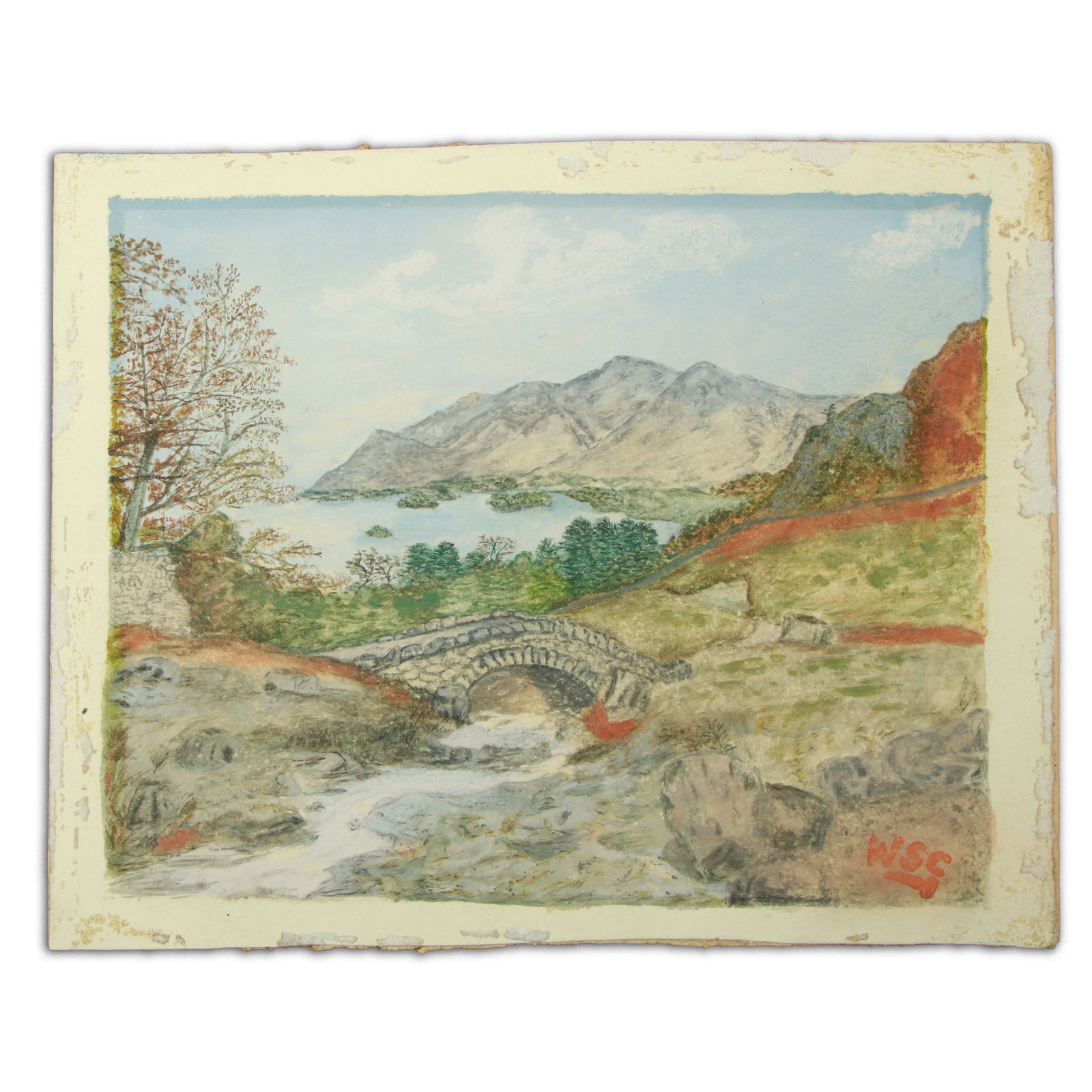 Sir Winston S. Churchill Mixed Media: "Mountainous Valley with Lake" (1 of 15)