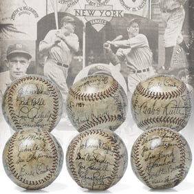 1934 Yankees Team Signed OL Ball - Ruth's Last Year