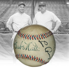 Babe Ruth and Lou Gehrig Signed Official American League Reach Baseball