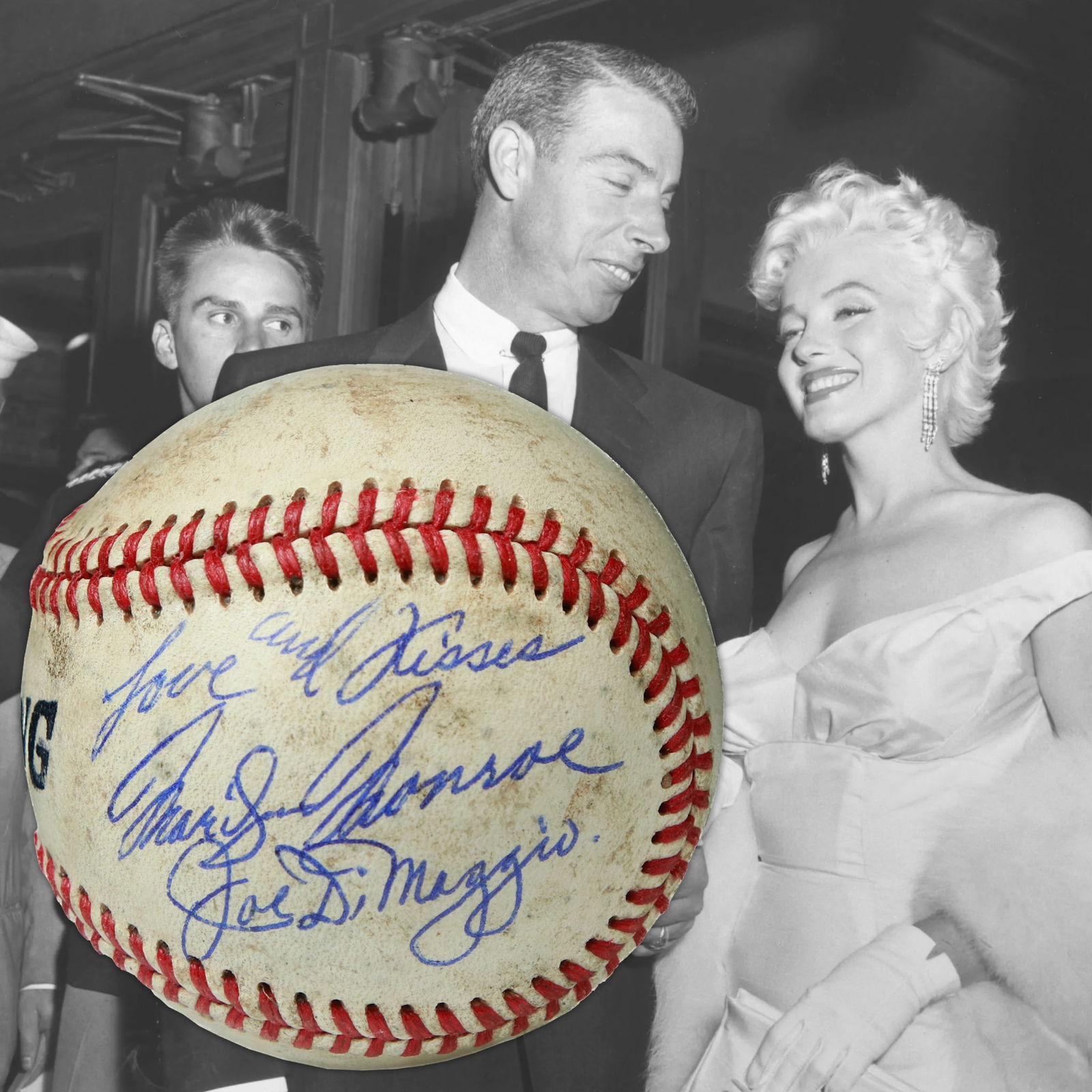 Rare Joe DiMaggio and Marilyn Monroe Dual-Signed and Inscribed Baseball (1 of 7)